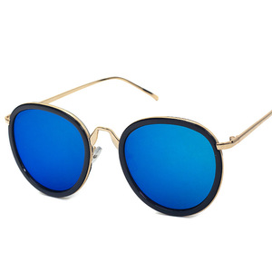 Maidis <b>Round</b> Sunglasses Pink <b>Mirror</b> Lens Gold <b>Frame</b> Unisex UV400 Protection Fashion Style - Product Image 3