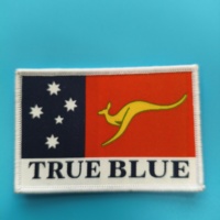 Vente directe fabricant : Badge tissé personnalisé en feutre non tissé écologique, avec bordure Merrow, pour chapeau brodé