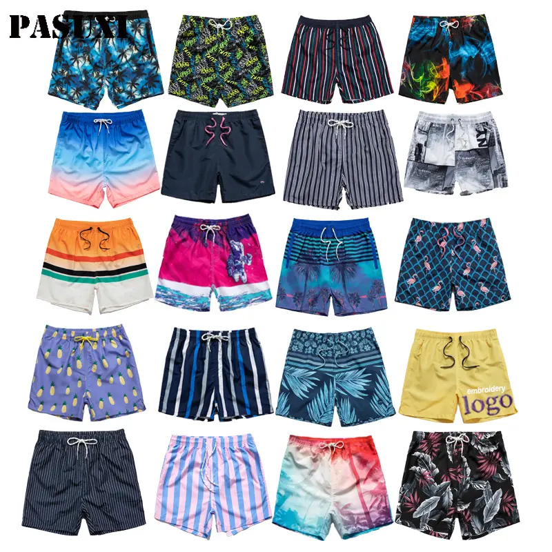 PASUXI Short de bain de plage court pour hommes Vente en gros Maillot de bain respirant imprimé de grande taille Maillots de bain pour hommes