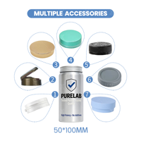 Bouteille cylindrique en aluminium laqué de qualité alimentaire personnalisée 53*110mm 150ml pour capsules, comprimés, grains de café, aliments