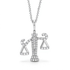 Collier pendentif balance en argent sterling 925 avec moissanite taille brillant rond et sertissage griffe, bijoux de fête - Product Image 1