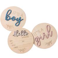 Cartes de jalons de développement pour bébé en bois, accessoires de photographie pour nouveau-nés, panneaux d'annonce de naissance pour baby shower, tableau d'annonce 'Bonjour le monde'