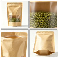 Groothandel BOPP kleurrijke bruine kraftpapier zakken met venster, staande plastic zakken voor thee, gedroogd fruit, noten en snacks