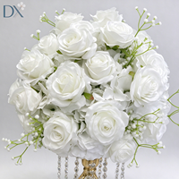 Boule de fleurs artificielle en soie de haute qualité, rose et gypsophile, blanche, luxueuse et moderne, 50 cm, décoration florale pour centre de table de mariage ou banquet