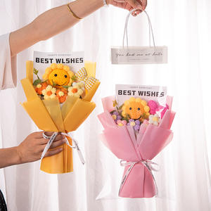 Ramo de flores de lana tejidas a mano, productos terminados, flores tejidas a mano, girasoles sonrientes, regalos para novias y amigas - Product Image 3