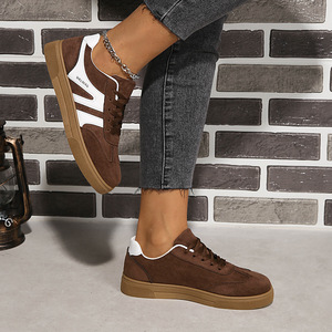 Zapatillas Retro de <span class=keywords><strong>Mujer</strong></span> con Punta en T, Clásicas de Gamuza con Contraste, Zapatos Planos Casuales de Caña Baja para Caminar - Product Image 5