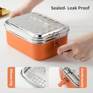 Fiambrera térmica de acero inoxidable 304 de alta calidad para niños, caja Bento, contenedor de comida, plato de 3 compartimentos para fiambrera - Product Image 4