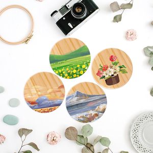 Posavasos de Bambú y Hierro con Diseño Divertido, Juego de 6, Protección de Mesa y Decoración de Cocina, Bandejas y Almohadillas para Regalo - Product Image 5