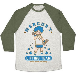 เสื้อยืดเบสบอล Mercury Lifting Team Parody สีขาว แบบยูนิเซ็กส์ ผ้าทริบลน์ - Product Image 3