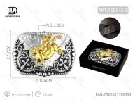 Fibbia per cintura quadrata da uomo in argento e oro, grande, 5,0 cm, stile western - Product Image 1