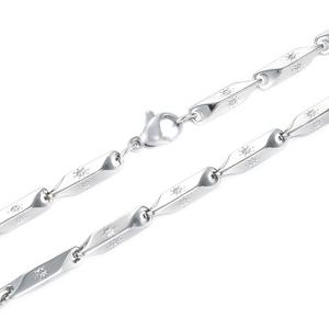 Collier en acier inoxydable de 3 mm de large, couleur or/argent, haute qualité, pour hommes et femmes, chaîne à maillons en forme de barre de bambou, accessoire de bijouterie - Product Image 2