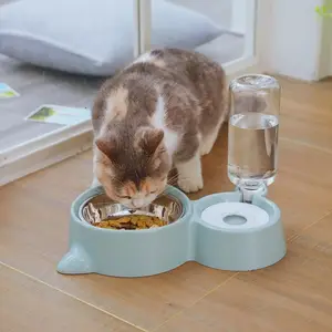 2 in 1 migliore qualità Eco Friendly cane in acciaio inox tazza di cibo automatico acqua deposito gatto piatto doppio Pet ciotole e alimentatori