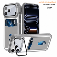 Coque de téléphone antichoc avec support d'appareil photo et porte-cartes doux au toucher, vente en gros, pour iPhone 18 17 16 15 Pro Max