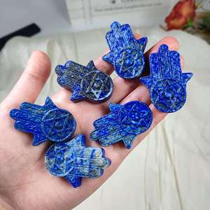 Sculpture de main Hamsa en Lapis Lazuli naturel poli à la main, étoile de David gravée, amulette en pierre semi-précieuse pour la vente en gros aux magasins de cristaux - Product Image 4