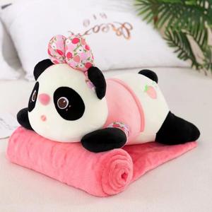 Peluche per Bambini a Forma di <span class=keywords><strong>Panda</strong></span>, Cuscino e Coperta 2-in-1, Cuscino per Pisolino con Imbottitura in Cotone PP per Ufficio e Casa, Vendita all'Ingrosso - Product Image 1