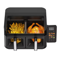 Friteuse à air numérique double visible 4,5L/9L 2400W avec écran tactile pliable pour la cuisson en famille nombreuse