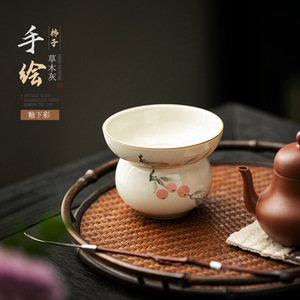 ที่กรองชาเซรามิกวาดลายด้วยมือ ลายลูกพลับ อุปกรณ์เสริมชุดชากังฟู - Product Image 4