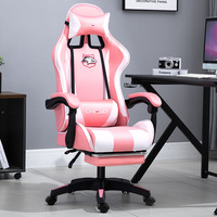 Chaise de jeu pivotante rose avec massage, chaise de jeu pour ordinateur de haute qualité et bon marché