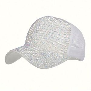 Casquette de baseball en maille pour femme avec patch en cristal et strass, style camionneur, vente en gros - Product Image 5
