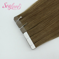 Extensions de cheveux humains à bandes adhésives couleur marron, lisses, en cheveux Remy vierges, prix de gros
