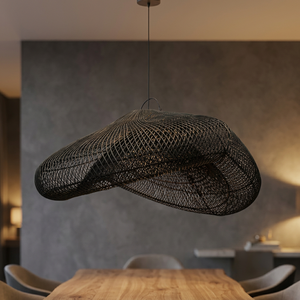 <b>Black</b> Modern Rattan Handmade Pendant <b>Light</b> Cover Woven Lampshade Eco-Friendly Hanging Ceiling <b>Shade</b> for Living Home Decoration - Product Image 2