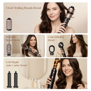 เครื่องจัดแต่งทรงผมแบบลมร้อนความเร็วสูง หวีไดร์เป่าผมแบบม้วนอัตโนมัติ แปรงยืดผมแบบไอออนิก 5 in 1 แปรงลมร้อนไดร์เป่าผมและม้วนผม - Product Image 5