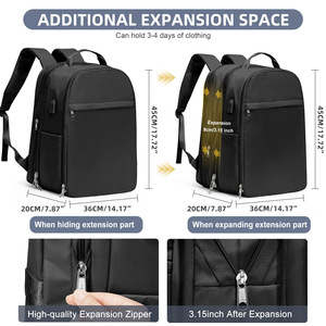 Expandable <b>Backpack</b> <b>Large</b> Capacity Nylon 16 Inch Laptop Bag Business Travel Unisex Solid Color - Product Image 2