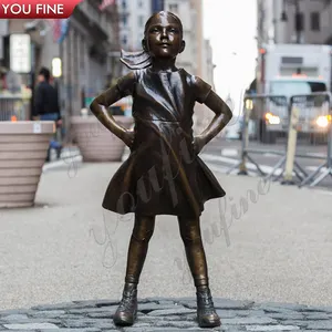 Famous Bronze Fearless Girl Statue In Wall Street
