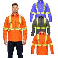Camisas de Trabajo al por Mayor con Franjas Reflectantes, Manga Larga, Transpirables, de Alta Visibilidad, para Seguridad