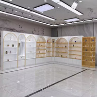 Meubles de salon très demandés, équipement de salon de beauté, armoire de rangement multi-niveaux avec éclairage LED