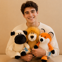 Peluches d'animaux de la forêt : Tigre, Lion, Éléphant, Singe, Girafe - Jouets en peluche de la jungle, rembourrage en coton PP, cadeaux pour bébés et enfants