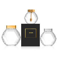 Pot de miel vide recyclable 200ml 400ml 750ml ménage doux miel liquide clair rond en verre avec couvercles