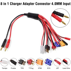 RC-Ladereinheit Adapter Anschluss 8 in 1 Ladegerät 4.0mm Banana XT60 zu TRX Tamiya für RC Auto Drohne Imax B6 B6AC Lipo-Akku-Kabel