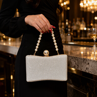Sacs de soirée carrés brillants, pochettes de mariage pour femmes, sacs à main scintillants avec poignée en perles, sacs à bandoulière à chaîne détachable