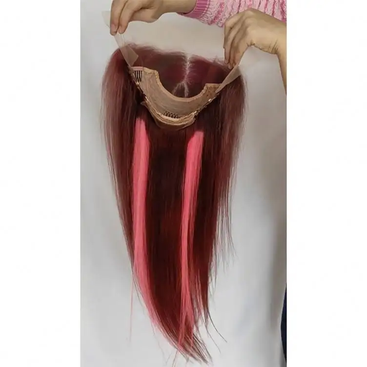 Long Straight Black Blonde Red Headband Wig Daily Party Travel Holidays No Gul Glueless Wig for Women Make Up with 2 Free Bands