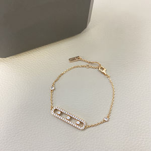 สร้อยข้อมือเงินแท้ 925 ชุบทอง ดีไซน์หรูหรา รูปทรงเรขาคณิต ประดับเพชรซิคอน ดีไซน์ทันสมัย เหมาะสำหรับงานปาร์ตี้และเป็นของขวัญ - Product Image 3