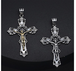 Nouveau chrétien jésus croix hommes bijoux Aint benoît croix pendentifs 925 en argent Sterling <span class=keywords><strong>Crucifix</strong></span> croix pendentif collier pour hommes - Product Image 3