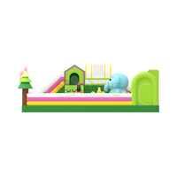 Structure gonflable commerciale en PVC 10x8m, thème Éléphant, avec toboggan et mur d'escalade, écologique, pour 20-25 enfants
