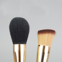 Échantillons disponibles Nouveau Pinceau de maquillage 4 en 1 Portable Voyage Pinceau plat incliné pour fond de teint Pinceau de mélange haute brillance