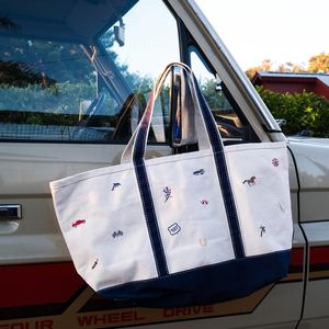 Bolso de Hombro Personalizado Bordado de Lona Gruesa para Uso Diario con Ribete de Bloques de Color, Bolso Casual de Hombro, Bolso Tote con Monograma - Product Image 3