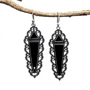 Pendientes de lujo regalo para mujer hecho a mano negro ónix plateado Esmeralda lágrima pendientes colgantes de piedras preciosas - Product Image 3