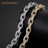 OUGEPHELI Chaîne cubaine 10 mm en argent 925 plaqué or, style hip-hop, bijoux de rappeurs cubains, sertie de moissanite certifiée