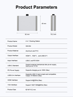 Station d'accueil USB-C 4-en-1 HDTV 4K30Hz VGA 1080p 60Hz Double Affichage PD100W 85W USB 3.0 5Gbps Aluminium pour Ordinateur Portable Téléphone TV