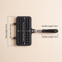 Pembuat Waffle Lipat Gantung untuk Kompor Gas, Aluminium Cor Anti Lengket Dua Sisi 33x21cm, untuk Dapur Rumah