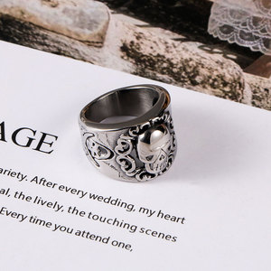 European American Style <b>Titanium</b> Steel Skull <b>Ring</b> Hollow Pattern Punk Men's Jewelry Gift SA855 - Product Image 3