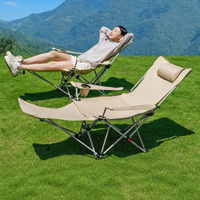 Chaise de camping pliable et réglable de style glamping, très populaire, avec repose-pieds et coussin en tissu Oxford pour l'extérieur