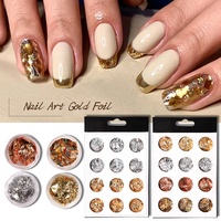 Vente en gros d'art d'ongle feuille d'or couleurs mélangées flocons d'aluminium ornement d'ongle feuille d'argent d'or