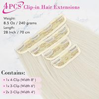 Extensions à clips en cheveux naturels Remy russes blond platine, double trame, longues et lisses, pour la revente en salon (vente en gros)