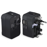 Weltweiter Reiseadapter mit 2 USB-Anschlüssen EU/UK/US/AU Stecker 100-240V 50-60Hz 12 Monate Garantie 6A Stromstärke 10,5W Ausgangsleistung Geschenkbox