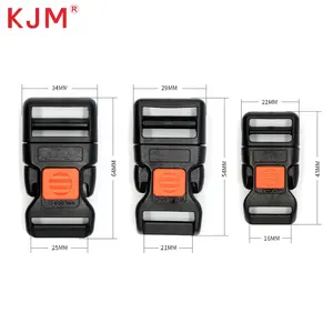 KJM Customized Logo Adjustable Quick Release Plastic Buckle with Lock for Dog Collar Pet Vest Harness